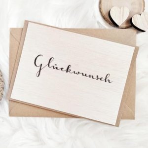 Glückwunschkarte Holz (handgemacht)
