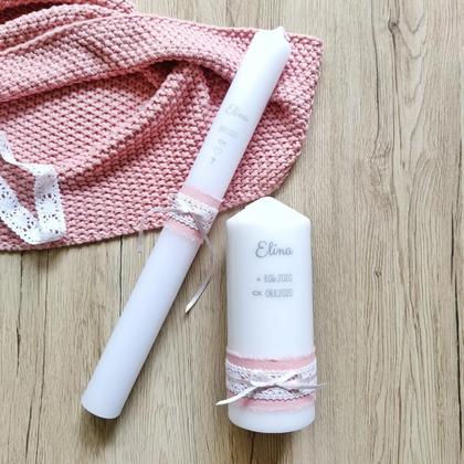 Taufkerzen 2er Set "Rosa"