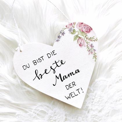 Herzerlschild Blumen "beste Mama"- Geschenk