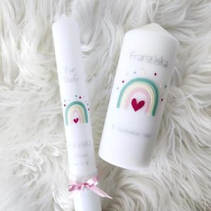 Taufkerzen 2er Set „Regenbogen“