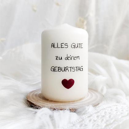 Kerze klein "Geburtstag Herz"