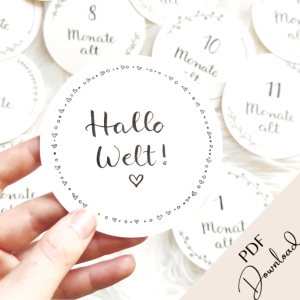 Baby-Monatskarten – zur Geburt Meilensteinkarten rund| PDF | digitaler Download