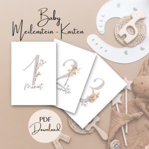 Baby-Monatskarten | Geburt Meilensteinkarten A6 | PDF | digital oder als Druck