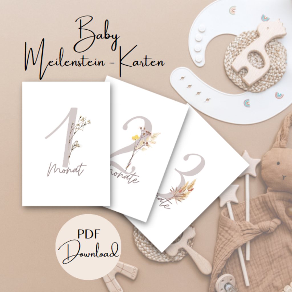 Baby-Monatskarten | Geburt Meilensteinkarten A6 | PDF | digital oder als Druck
