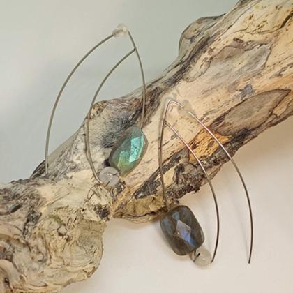 Ohrpendel mit Labradorit und Turmalinquarz - Image 2