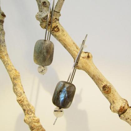 Ohrpendel mit Labradorit und Turmalinquarz