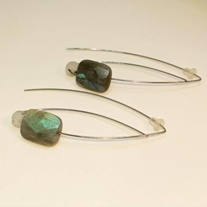 Ohrpendel mit Labradorit und Turmalinquarz - Image 3
