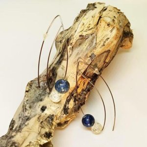 Ohrpendel mit Sodalith / Bergkristall