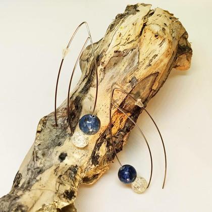 Ohrpendel mit Sodalith / Bergkristall