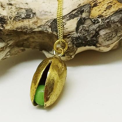 Pistazienanhänger aus Bronze mit Jadeperle - Image 3