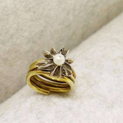 Ring Sternanis Silber / Bronze / Perle