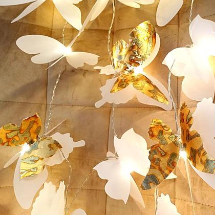 Lichterkette Butterfly weiß / barockgold