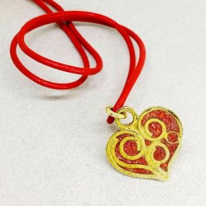 Herzanhänger Koralle mit Goldbronze / Medium