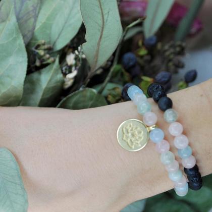 Morganit mit Lotusanhänger 6mm - Image 3