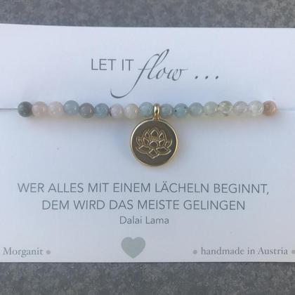 Morganit Armband mit Lotusanhänger
