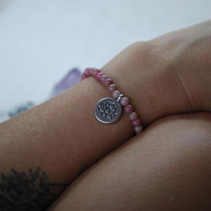 Rhodochrosit Armband mit Lotusanhänger - Image 2
