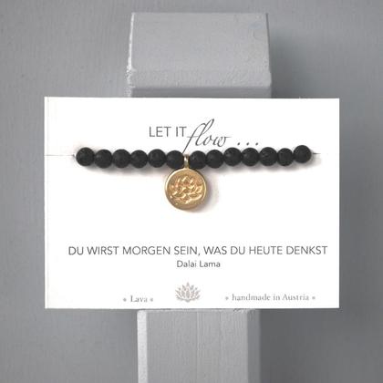 Lava Armband mit Lotusanhänger 6mm