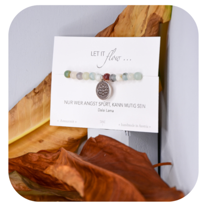 Amazonit Armband mit Lotusanhänger 6mm