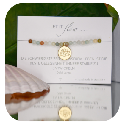 Amazonit Armband mit Lotusanhänger