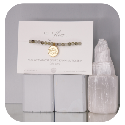 Labradorit Armband mit Lotusanhänger