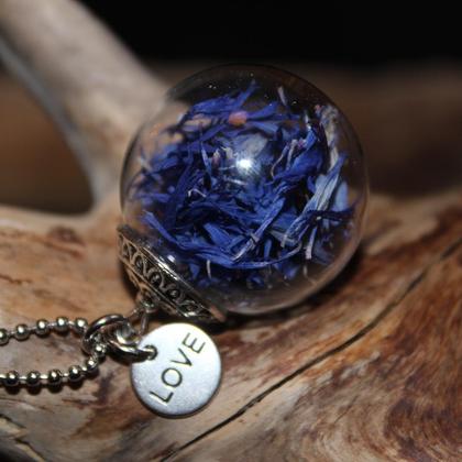 Glaskugelkette Kornblume