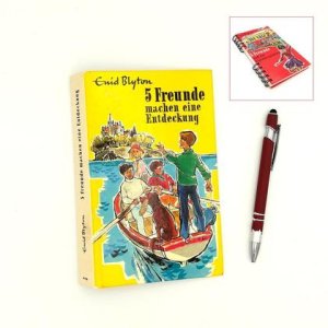 Notizbuch aus altem Buch „5 Freunde machen eine Entdeckung““