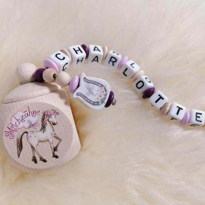 Milchzahndose mit Name (Pferd)