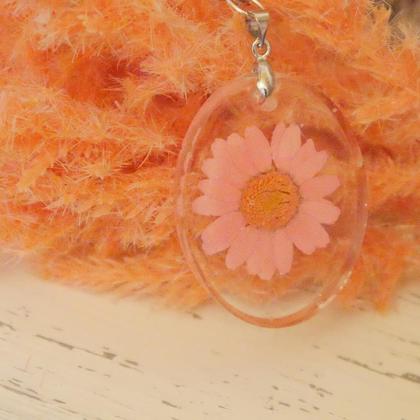 Kette Blume "Margerite rosa" oval