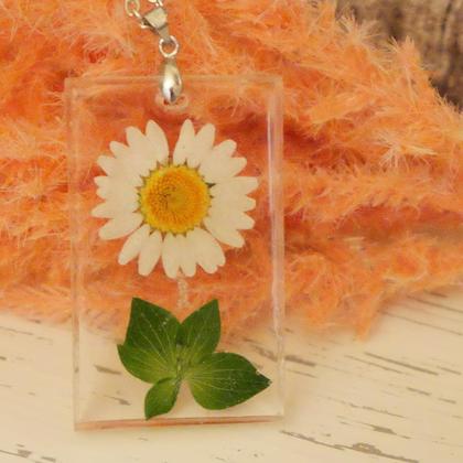 Kette Blume "Margerite weiss" länglich