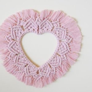 Makramee Herz Wandbehang rosa