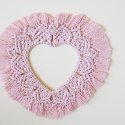 Makramee Herz Wandbehang rosa
