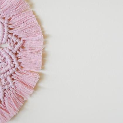 Makramee Herz Wandbehang rosa - Image 2