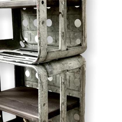 Blech-Holzregale, Nachtkästchen, 2 Stück - Image 4