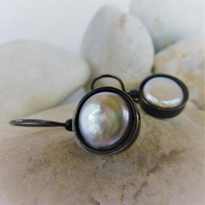 Ohrhänger mit Perle Sterlingsilber oxidiert