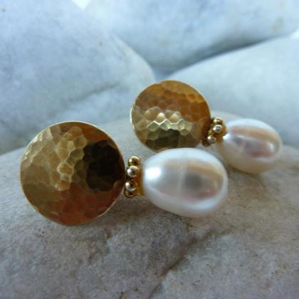 Ohrstecker Rund  mit Perlentropfen