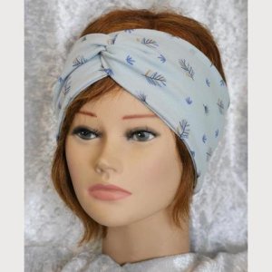 Turbanstirnband Blätter hellblau