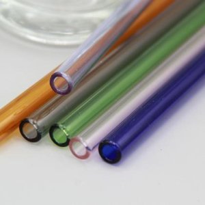 6 Trinkhalm aus Glas bunt inkl. Reinigungsbürste