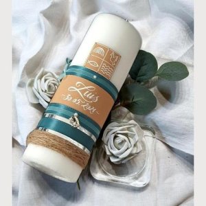 TAUFKERZE/Tischkerze „LUIS“ inkl. Untersetzer