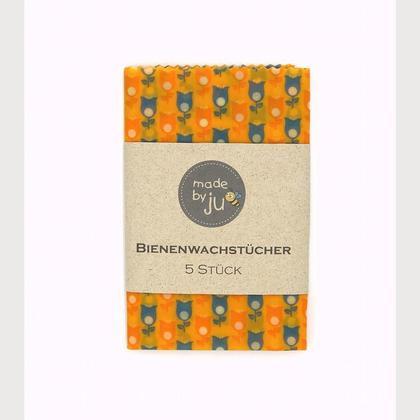 5er SET Bio- Bienenwachstücher - TULPEN GELB