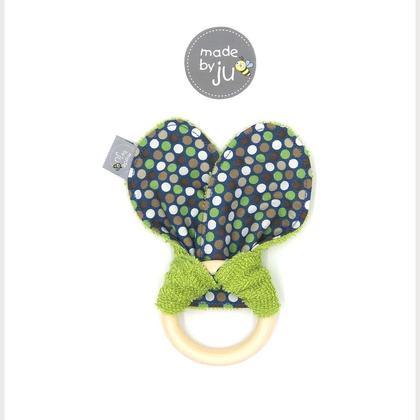 GREIFRING (mit KNISTEROHR) - Punkte blau/grün/braun