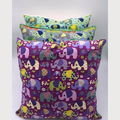 KUSCHELKISSEN ABZIEHBAR 50x50cm (inkl. INLAY) "bunte Elefanten mint" - Image 2