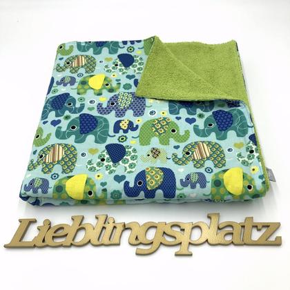 DUSCH-HANDTUCH 70x140cm - bunte Elefanten mint