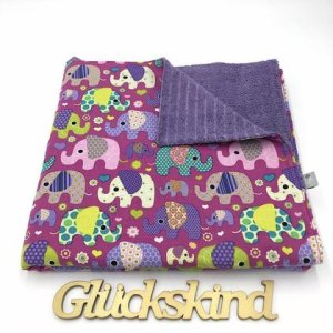 DUSCH- HANDTUCH 70x140cm – Elefanten bunt/magenta