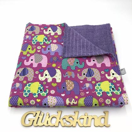 DUSCH- HANDTUCH 70x140cm - Elefanten bunt/magenta