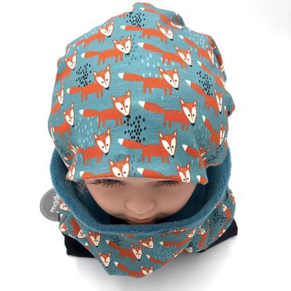 SET WINTER-HAUBE + LOOPSCHAL - FÜCHSE (Ausführung und Größe wählbar)