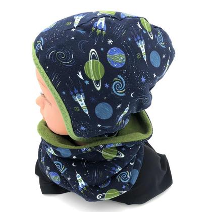 SET WINTER- HAUBE + LOOPSCHAL - PUNKTE ROSA (Größe wählbar) - Image 3