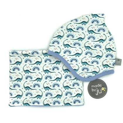 SET WINTER- HAUBE + LOOPSCHAL - DINOS (Größe wählbar)