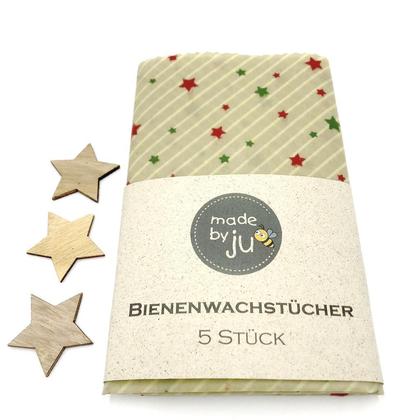 5er SET Bio- Bienenwachstücher  - STERNE