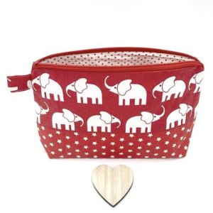 KOSMETIKTASCHE/NECESSAIRE – Elefanten rot