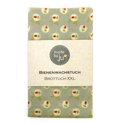 XXL- BROTTUCH (Bienenwachstuch) - Tulpen im Kreis grau